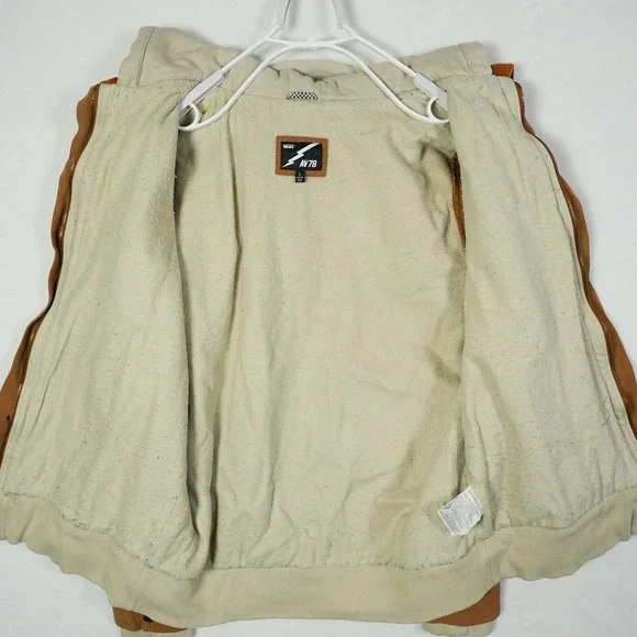 Vans x Anthony Van Engelen Hooded Barne Work Jacket Tan Mens Large AV78 Full Zip